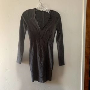 charlotte russe gray v-neck long sleeve mini dress size XS